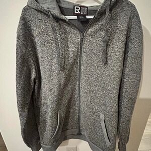 Scoop Premium Grey textured zip up hoodie with pockets Mens 2XL